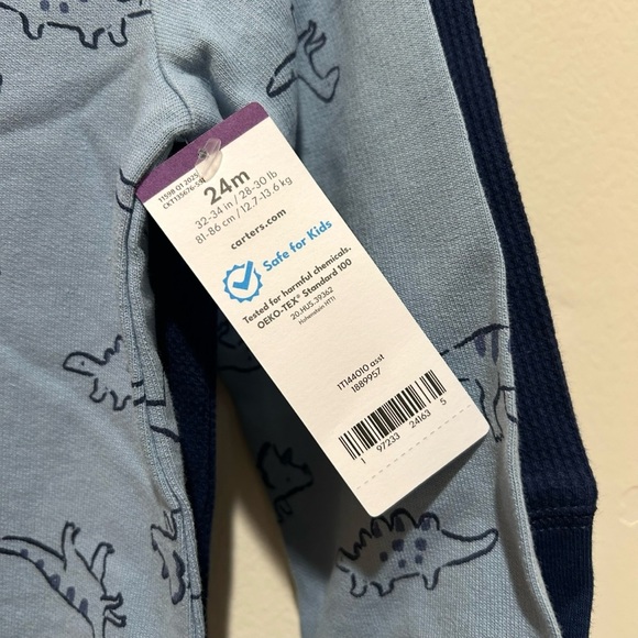 NWT Carter’s 2-pack Blue Pants Romper with Dinosaurs - Baby Boy Size 24 Months - Picture 3 of 6